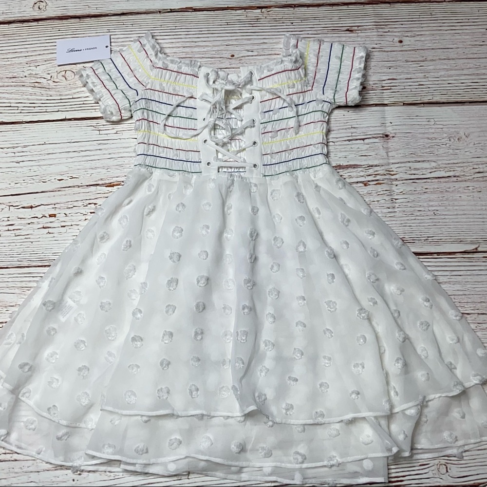 NWT Lovers + Friends Off The Shoulder Babydoll Mini Dress in White Sz S - Picture 12 of 16